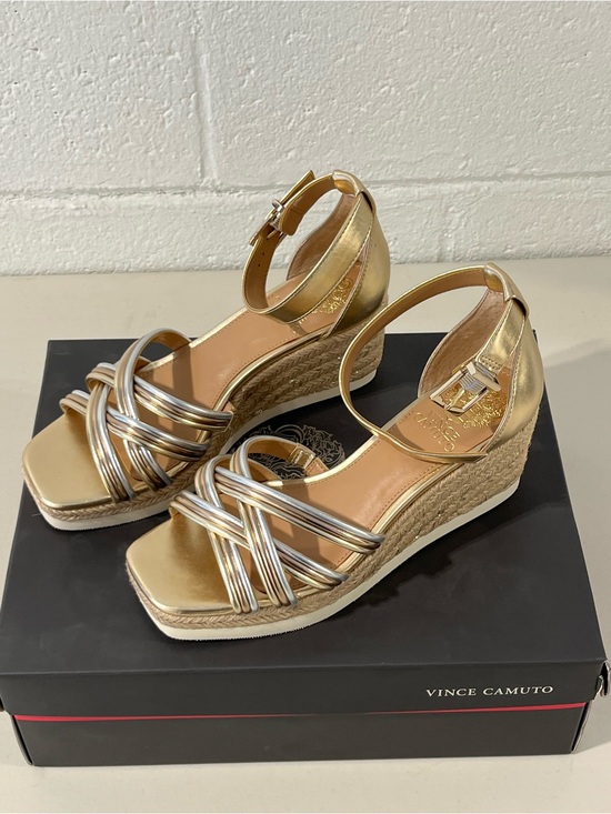 Vince Camuto Shoes - Vince Camuto Metallic Gold Espadrille Wedge Sandals